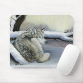 Wolf in der Schnee-KunstMausunterlage Mousepad (Mit Mouse)