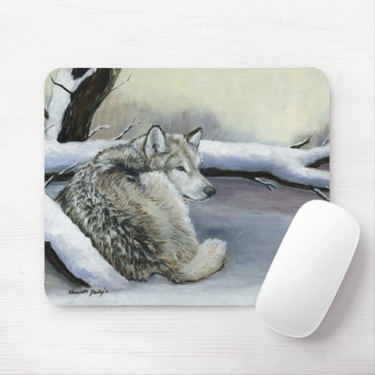 Wolf in der Schnee-KunstMausunterlage Mousepad (Mit Mouse)