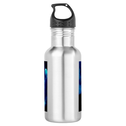 Wolf in der Silhouette heult auf Vollmond Edelstahlflasche (Rückseite)