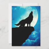 Wolf in der Silhouette heult auf Vollmond Einladung (Rückseite)