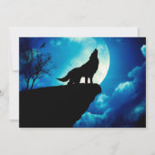 Wolf in der Silhouette heult auf Vollmond Einladung (Rückseite)