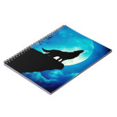 Wolf in der Silhouette heult zum Vollmond Notizblock (Linke Seite)