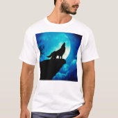 Wolf in der Silhouette heult zum Vollmond T-Shirt (Vorderseite)