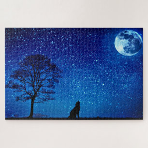 Wolf in der Vollmondnacht Puzzle