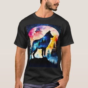 Wolf in der Waldwasserfarbe T-Shirt
