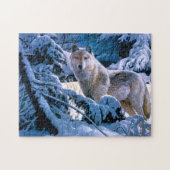 Wolf in der Winterwaldmalerei Puzzle (Horizontal)