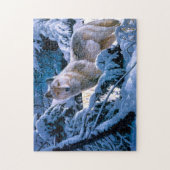 Wolf in der Winterwaldmalerei Puzzle (Vertikal)
