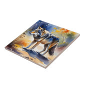 Wolf in einem Aquarellbild Fliese (Seite)