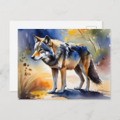 Wolf in einem Aquarellbild Postkarte (Vorne/Hinten)