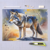 Wolf in einem Aquarellbild Seidenpapier (Handwerk)