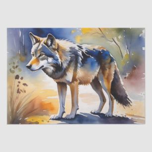 Wolf in einem Aquarellbild Seidenpapier