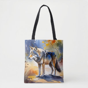 Wolf in einem Aquarellbild Tasche