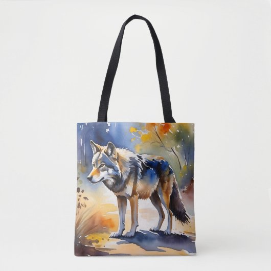 Wolf in einem Aquarellbild Tasche (Vorderseite)
