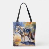 Wolf in einem Aquarellbild Tasche (Rückseite)