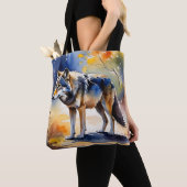 Wolf in einem Aquarellbild Tasche (Von Nahem)