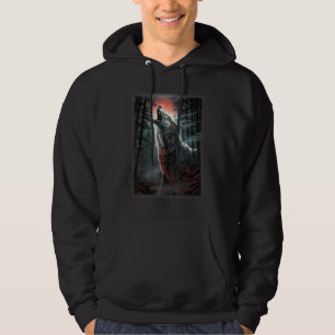 Wolf in einem Wald heulend auf Red Moon Fantasy Ar Hoodie