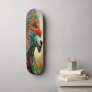 Wolf in einer Feather-Maske, Digital Art Design Skateboard