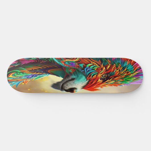 Wolf in einer Feather-Maske, Digital Art Design Skateboard (Horizontal)