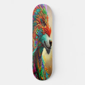 Wolf in einer Feather-Maske, Digital Art Design Skateboard (Vorderseite)
