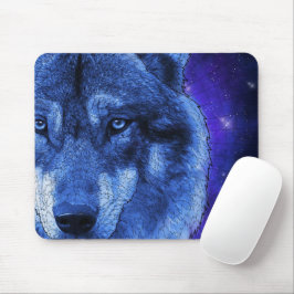 Wolf in einer klaren blauen Nacht Mousepad