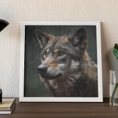 Wolf in einer Tierkabine im Regensturm Poster