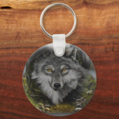 Wolf in Flussmalerei einmischend Schlüsselanhänger (Vorderseite)