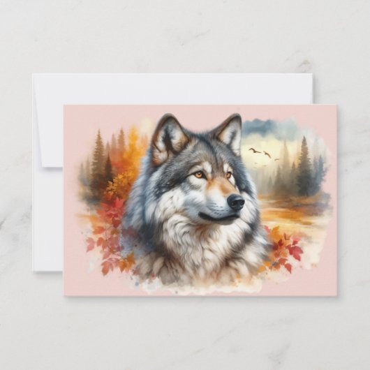 Wolf in Herbstfarben: Die Schönheit der Natur entf Dankeskarte (Vorderseite)