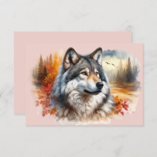 Wolf in Herbstfarben: Die Schönheit der Natur entf Dankeskarte (Vorne/Hinten)