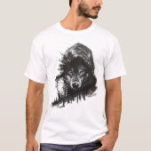 Wolf in Hoodie Double Exposure T-Shirt (Vorderseite)