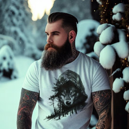 Wolf in Hoodie Double Exposure T-Shirt