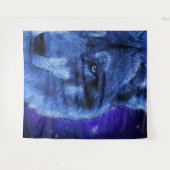 Wolf in klarer blauer Nacht Wandteppich (Vorderseite (Horizontal))