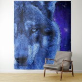 Wolf in klarer blauer Nacht Wandteppich (Beispiel)