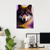 Wolf in Lila Reflexion Poster (Heimbüro)