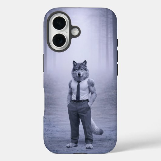 Wolf in minimaler formaler Kleidung – Stiller Wald Case-Mate iPhone Hülle (Rückseite)