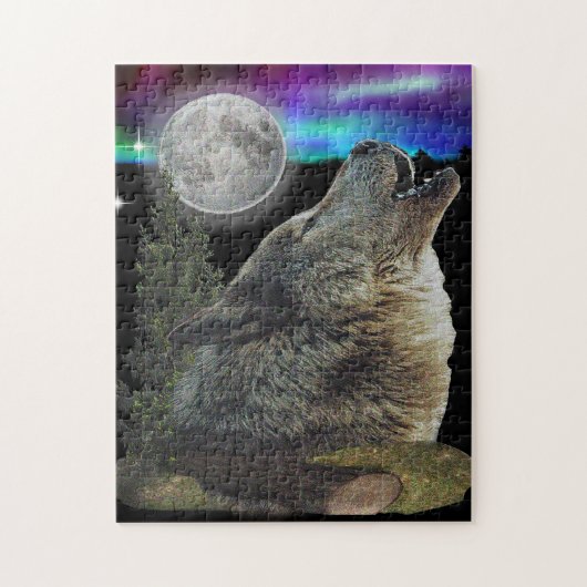 Wolf in Nachtposter Puzzle (Vertikal)