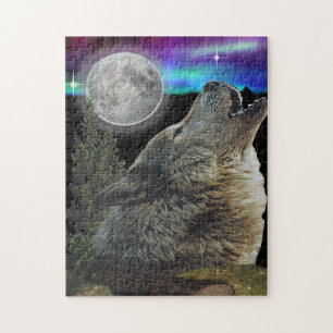 Wolf in Nachtposter Puzzle