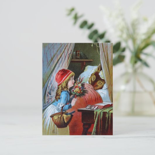 Wolf in Oma Bed Postkarte (Stehend Vorderseite)