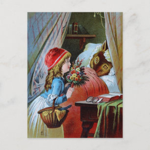 Wolf in Oma Bed Postkarte