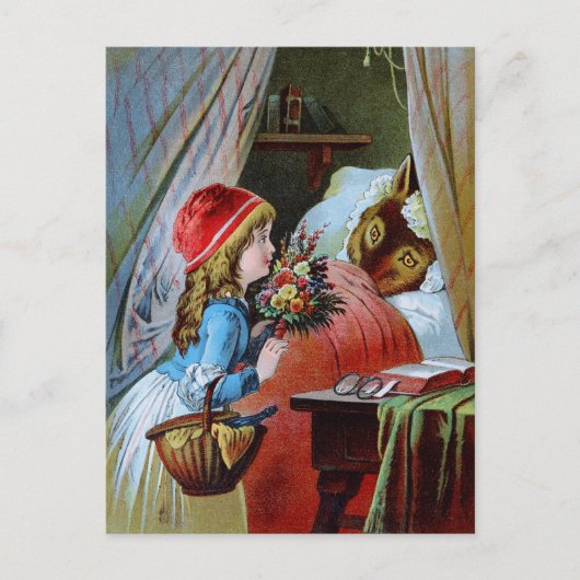 Wolf in Oma Bed Postkarte (Vorderseite)