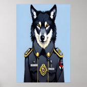 Wolf in Polizeiuniform | AI Art Poster (Vorne)