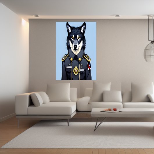 Wolf in Polizeiuniform | AI Art Poster