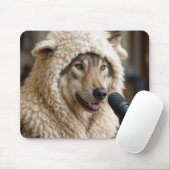 Wolf in Schafbekleidung, der einen Podcast macht Mousepad (Mit Mouse)