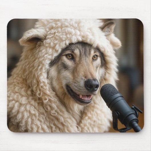 Wolf in Schafbekleidung, der einen Podcast macht Mousepad (Vorne)