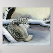 Wolf in Schneekunst Print Poster (Vorne)