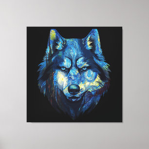 Wolf in sternenklarer Nacht abstrakte Tierwelt Leinwanddruck