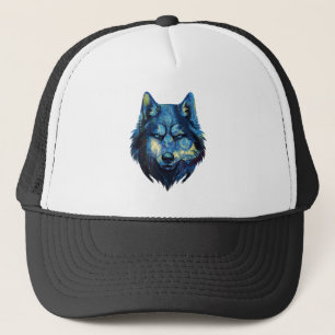 Wolf in sternenklarer Nacht abstrakte Tierwelt Truckerkappe