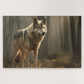 Wolf in Sunlit Forest Clearing Jigsaw Puzzle (Horizontal)