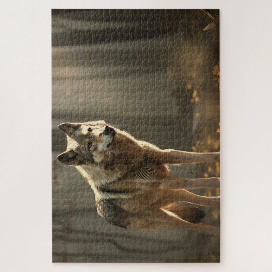Wolf in Sunlit Forest Clearing Jigsaw Puzzle (Vertikal)