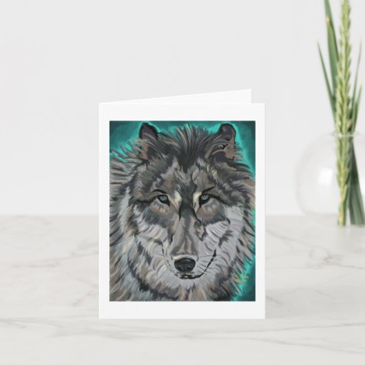Wolf in Teal Ice notecard Karte (Vorderseite)