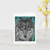 Wolf in Teal Ice notecard Karte (Gelbe Blume)